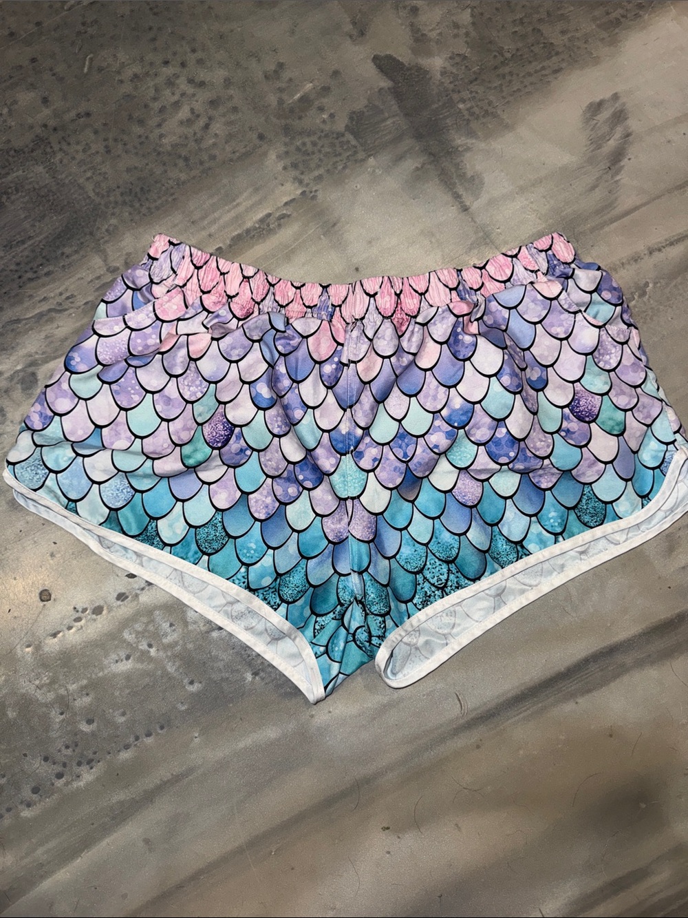 Pastel Mermaid Scale Athletic Dolphin Shorts Multicolor Pink Blue XL